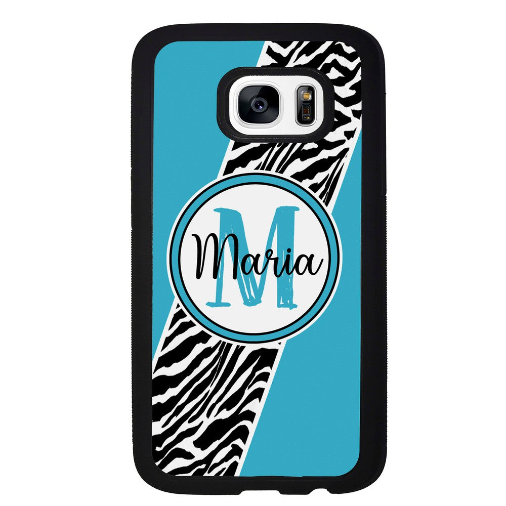 Zebra Skin Stripe Blue Teal Personalized | Samsung Phone Case