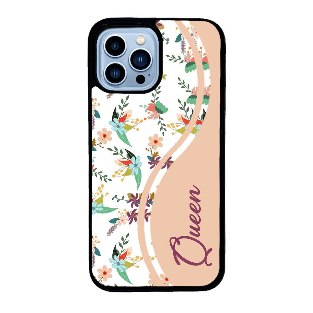 Vintage Pastel Flowers Curvy Personalized | Apple iPhone Case