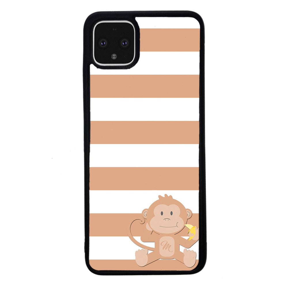 Monkey Brown and White Bars Initial | Google Phone Case